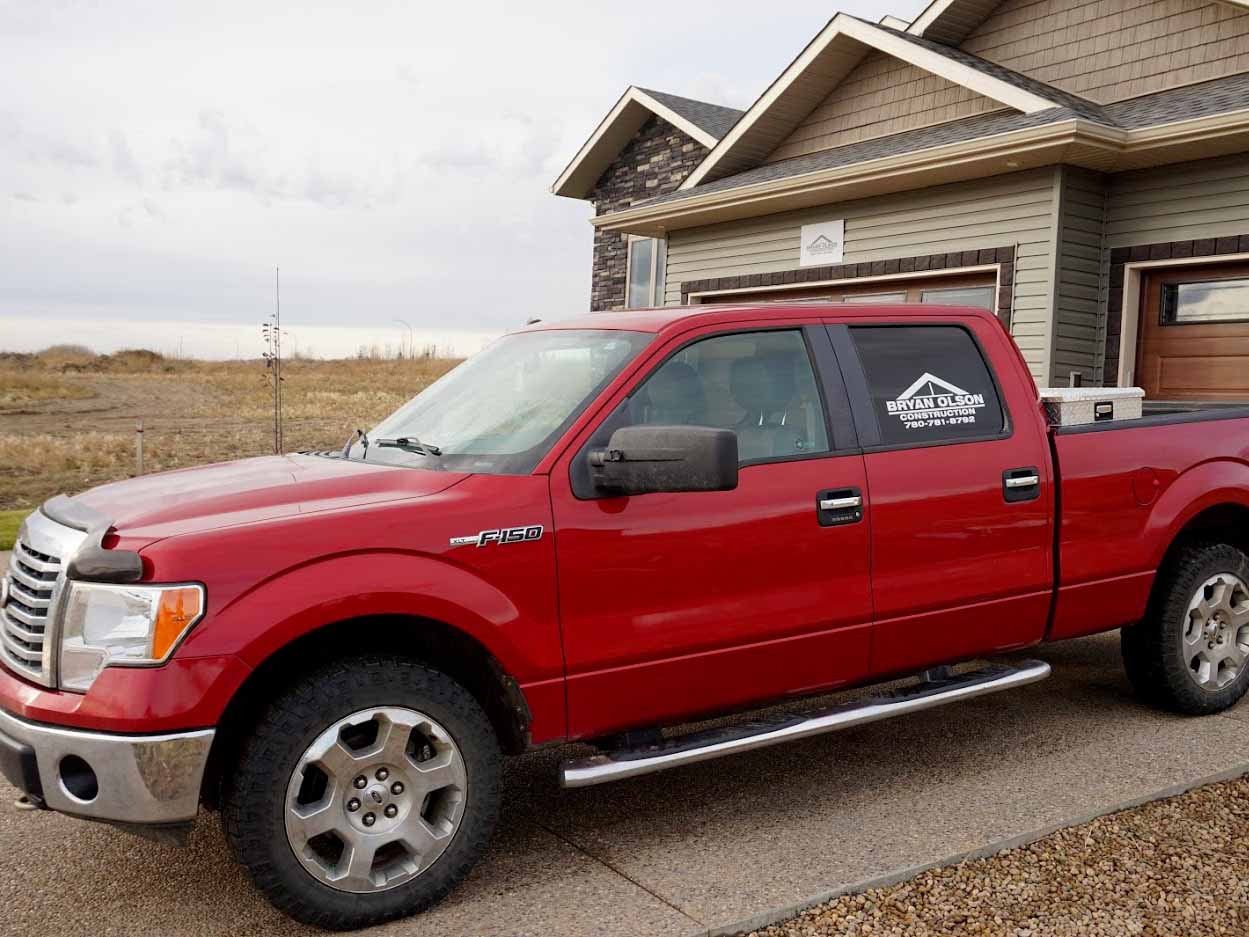 Contractor truck in driveway